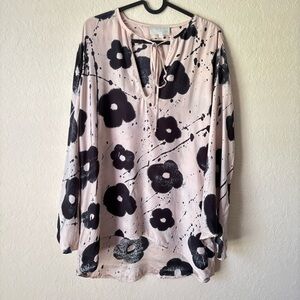 Amanda Bond | Women's 100% Silk Hand Dyed Floral Blouse Top Size Large Artsy